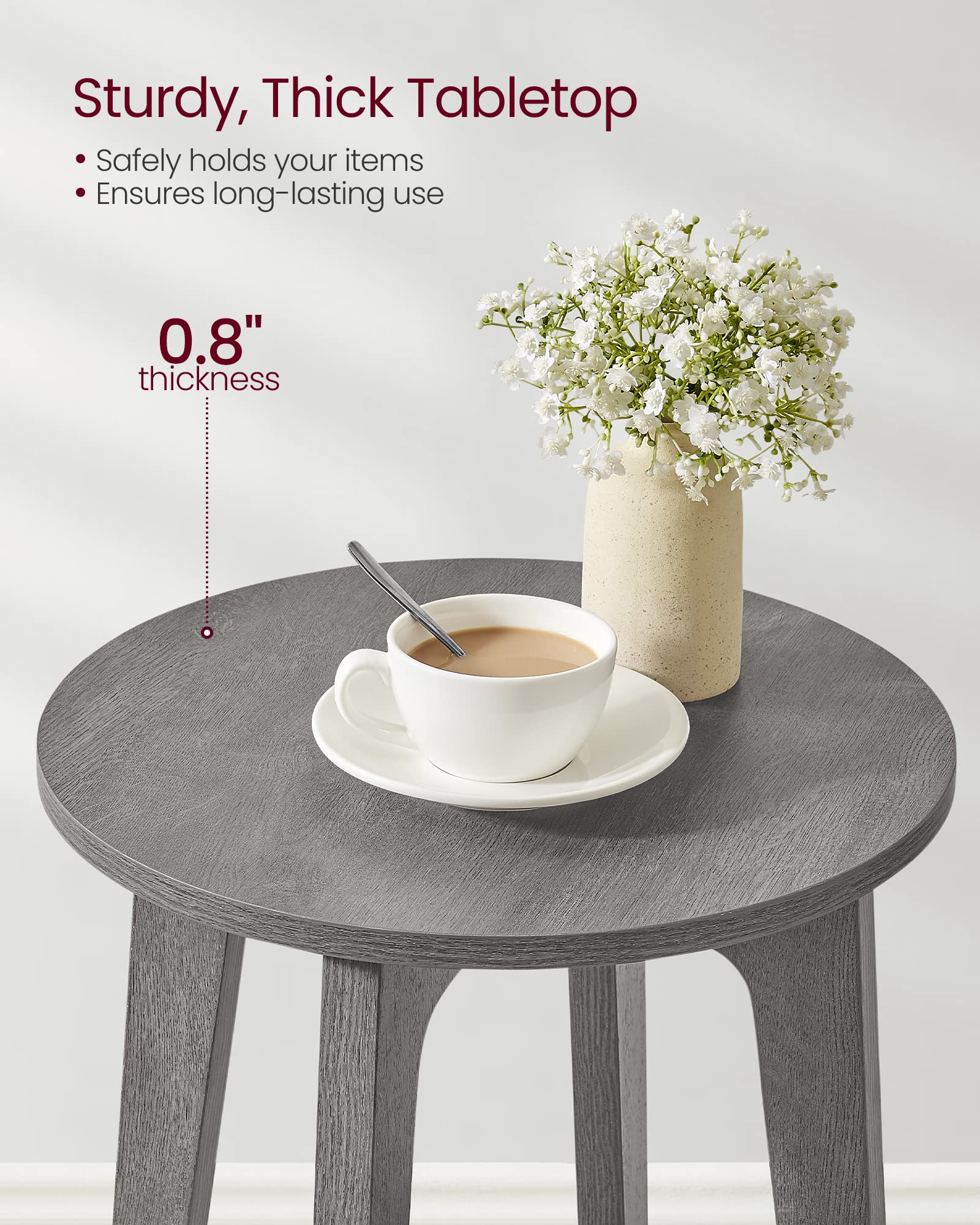 Vasagle Side Table, Small Round End Table With Lower Shelf, Nightstand For Small Spaces, Living Room, Bedroom, Smoky Gray Ulet283T68