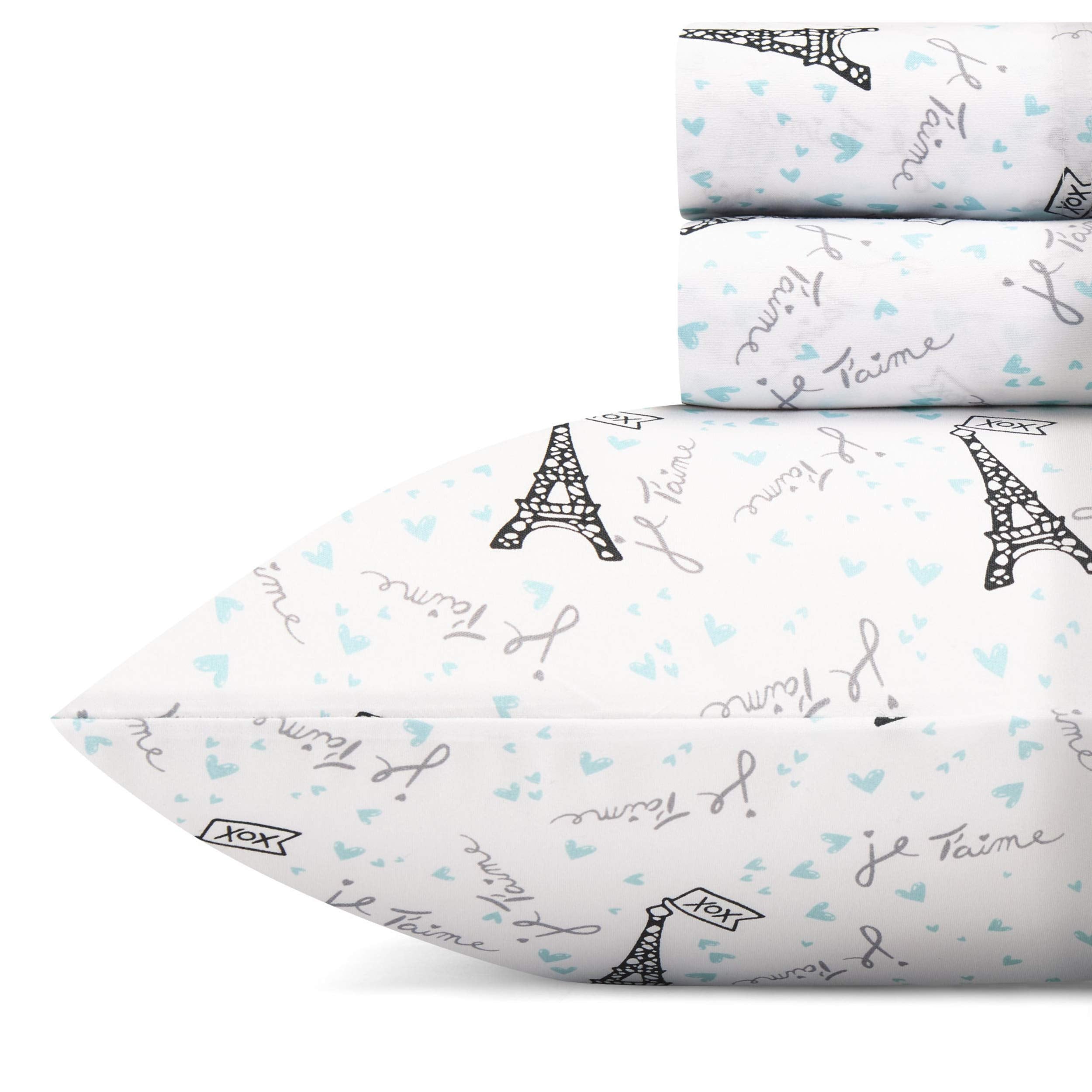 Betsey Johnson - Twin Xl Sheets, Silky & Lightweight Bedding, Fade & Wrinkle Resistant (Je T'Aime Paris, Twin Xl)