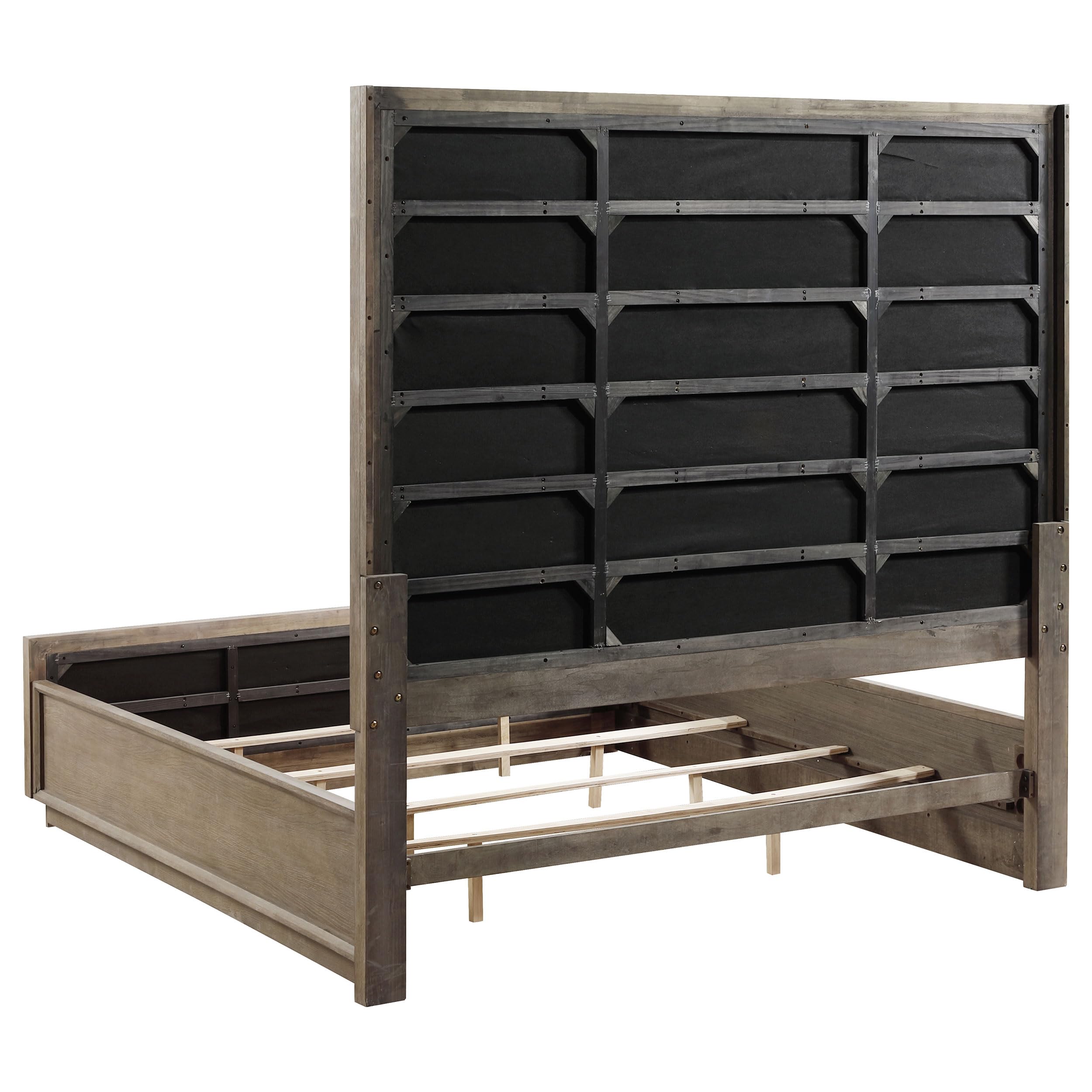 Coaster Home Furnishings Durango Transitional 4-Piece Bedroom Set Boucle Upholstered Eastern King Size Panel Bed Frame 80-inch Headboard Washed Oak 223271KE-S4