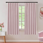 Shineland Nursery Curtains For Girls Room,Black Out Back Tab Rod Pocket Hooks Pleat Preppy Pink Blackout Curtains 2 Panels 63 In