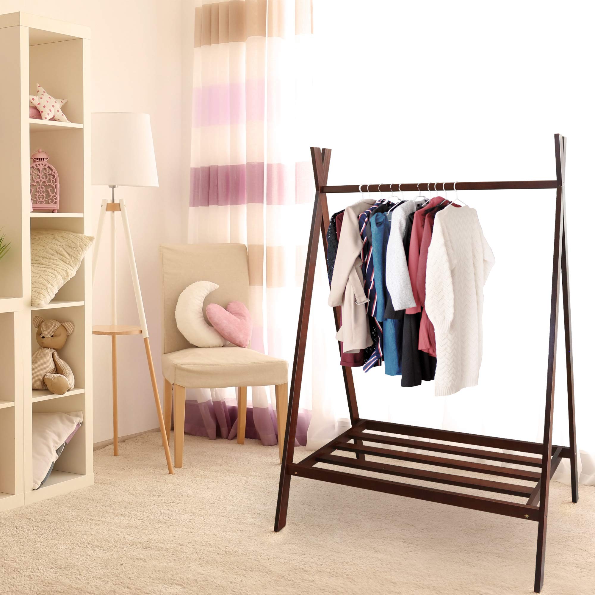 Casual Home Teepee Coat Rack With Shelf - Truffle Brown