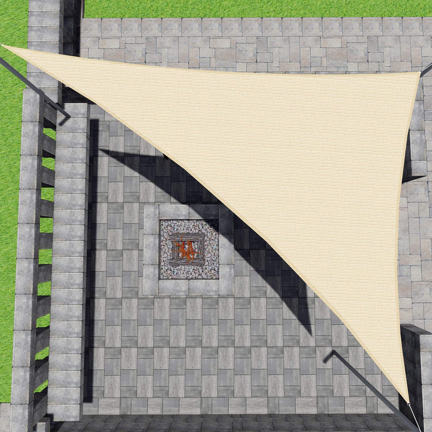 Patio Paradise 11' X 24' X 26.4' Beige Sun Shade Sail Right Triangle Shade Canopy Heavy Duty Pergolas Cover Cloth, Sunlight Bloc