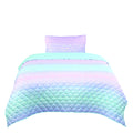Tadpoles Girls Mermaid Pattern Quilt Set, With 1 Twin Size Quilt And 1 Standard Sham, Lightweight, Soft, And Durable, Iridescent