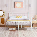 Vecelo Queen Size Metal Platform Bed Frame With Headboard And Footboard, Heavy Duty Slat Support/No Box Spring Needed Mattress Foundation/Underbed Storage Space, Victorian Style