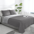 Easy-Going California King Size Reversible Quilt Set With 1 Quilt And 2 Pillow Shams, Soft Bed Quilt Cover, Water Resistant Lightweight Microfiber Bedspread, Stain Resistant, Gray/Light Gray