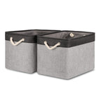 Bidtakay Fabric Storage Baskets with Handles [2-Pack] Large Canvas Organizer 16' X 11.8' X 11.8' Foldable Tall Baskets Rectan