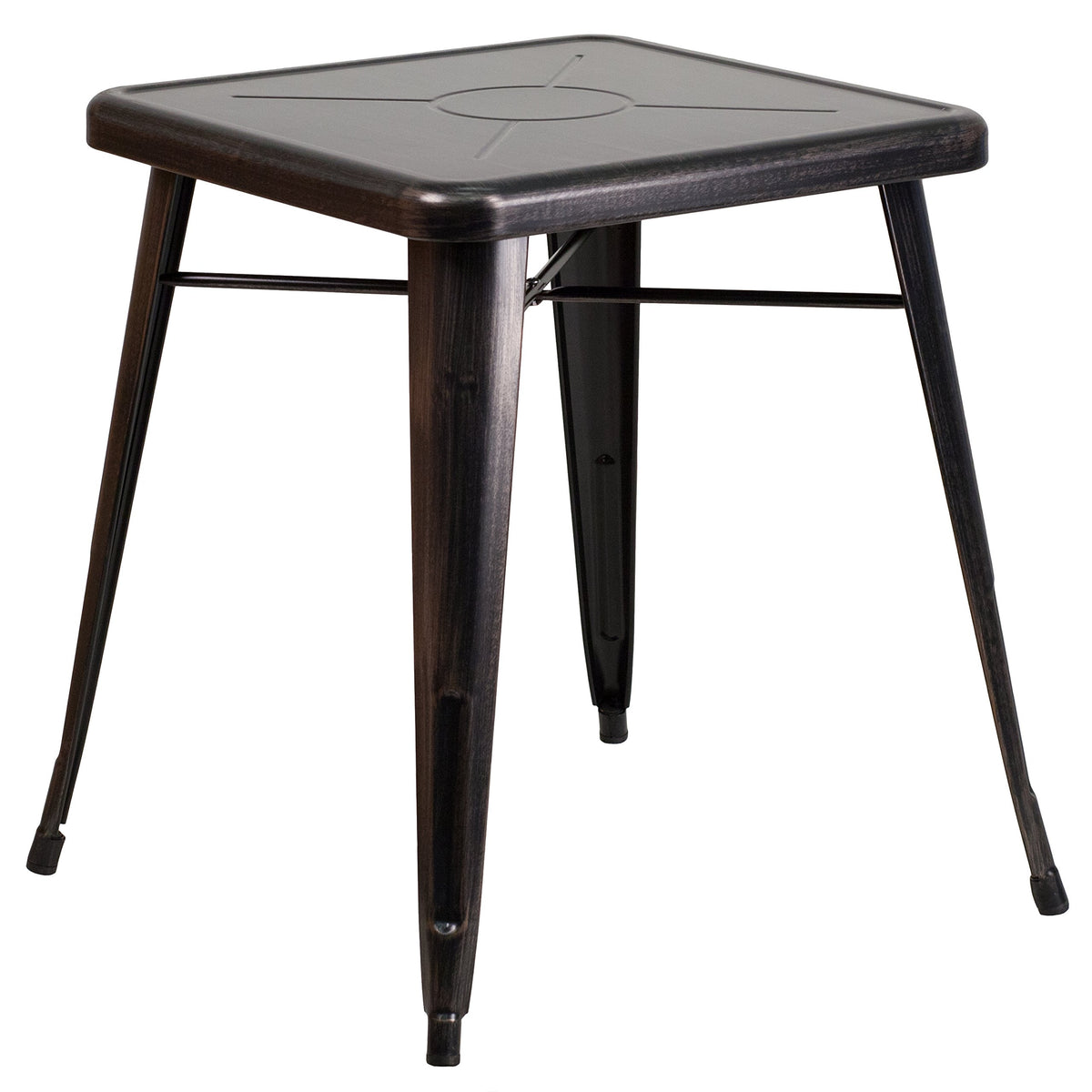 Flash Furniture Prince Commercial Grade 23.75&quot; Square Black-Antique Gold Metal Indoor-Outdoor Table