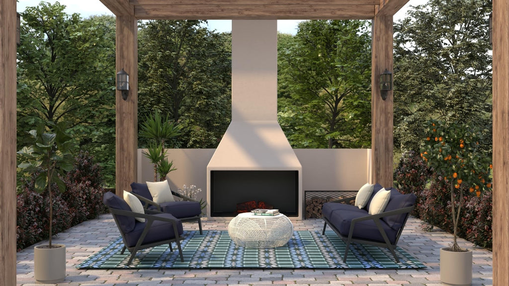 Mad Mats Geometric Outdoor Rug, Reversible Plastic Mat (6' X 9', Moroccan - Dark Periwinkle)