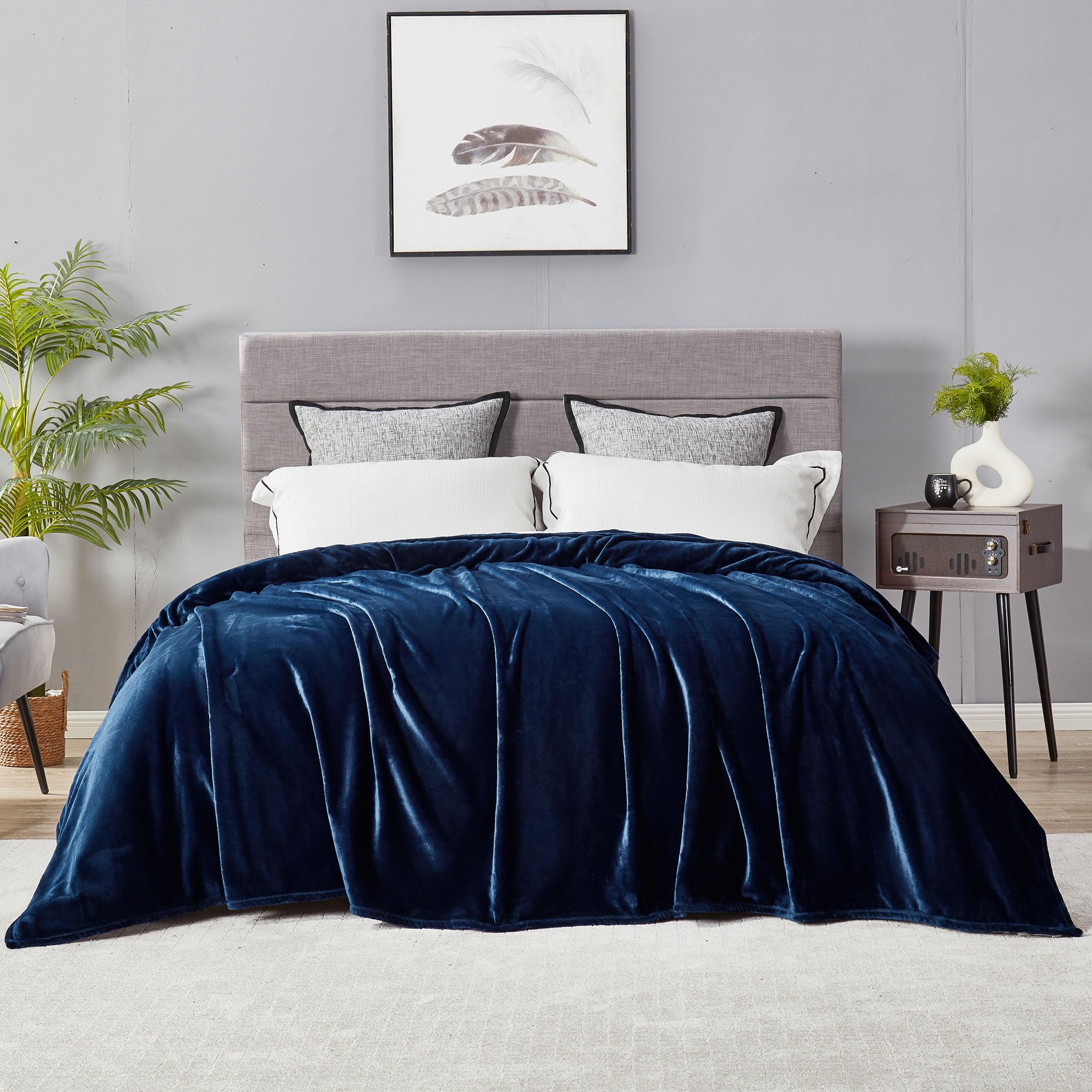 Dreamnine Oversized Soft Plush Flannel Fleece Blanket King Size 108'' X 90'',Solid Shag Minky Lightweight Fuzzy Microfiber Blank