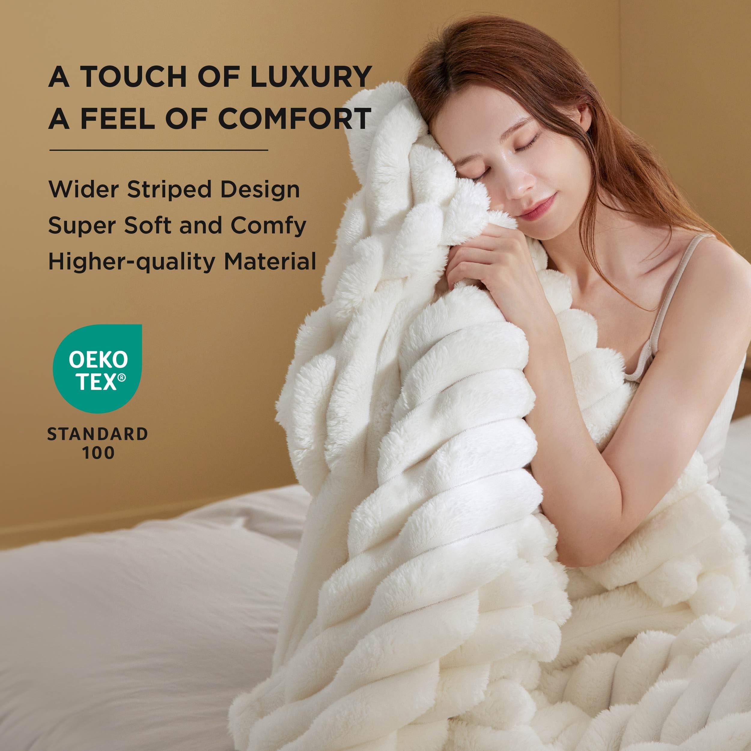 Bedsure White Throw Blankets For Bed - Super Soft Cozy Blanket For Bed, Cute Small Fleece Blanket For Girls And Women, 50X60 Inc