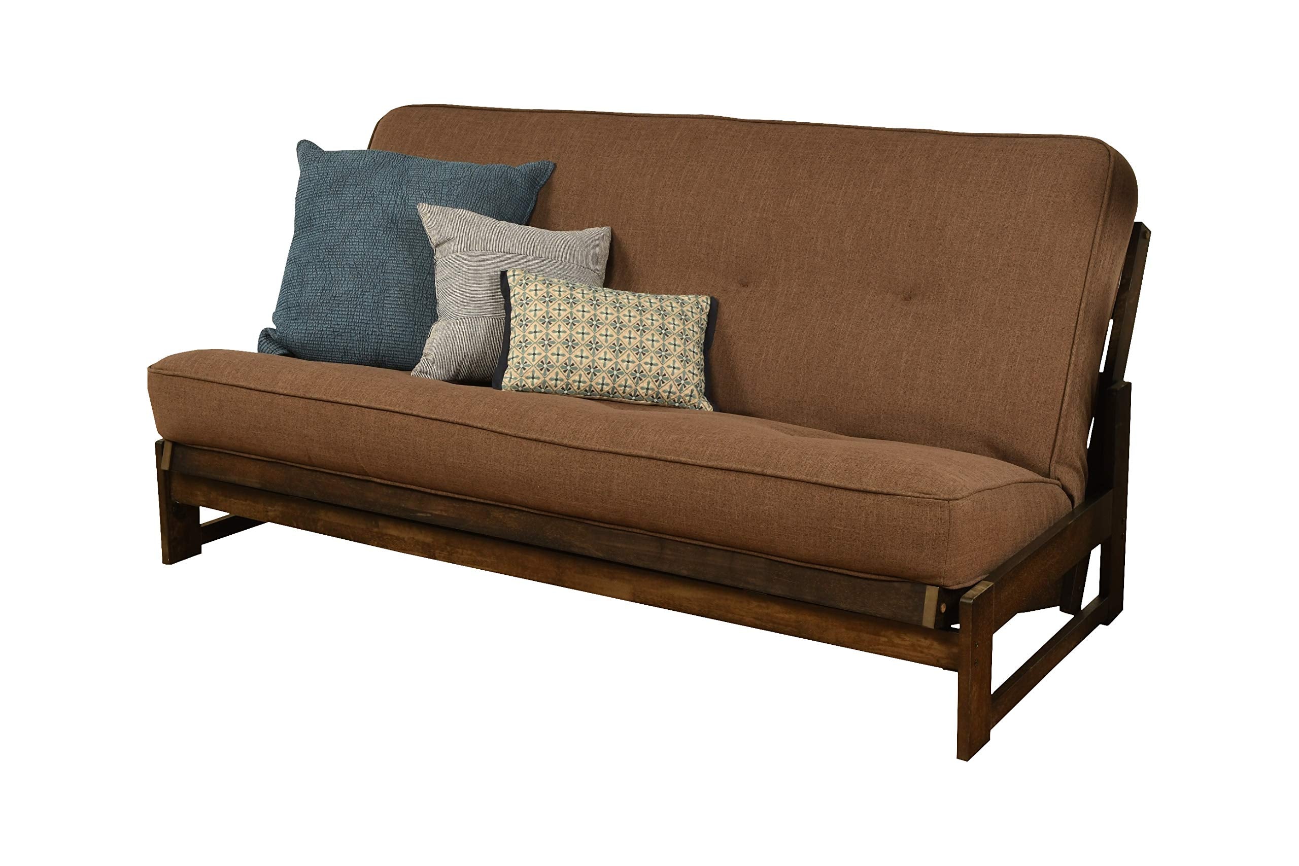 Kodiak Furniture Aspen Futon with Linen Fabric Mattress in Mocha/Cocoa Brown
