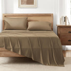 Andency Taupe Queen Sheets Set, 100% Viscose Derived From Bamboo, Cooling Bed Sheets Queen Size, Deep Pocket Up To 16', Silky Soft Sheets, Hotel Luxury Breathable Bedding Sheets & Pillowcases…