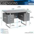 Techni Mobili Modern Office Desk With Storage, Gray