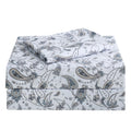 Jsd Grey Paisley Printed Sheet Set Twin Size, 3 Piece Soft Retro Pattern Microfiber Sheets Extra Deep Pocket