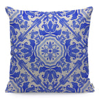 Wondertify Throw Pillow Case Cover Portuguese Azulejo Tiles Talavera Geo Mexican Blue And White Gorgeous Design Soft Linen Pillow Case For Decorative Bedroom/Livingroom/Sofa Cushion Covers 18X18 Inch