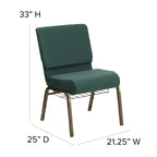 Flash Furniture Hercules Series 21''W Church Chair In Hunter Green Dot Patterned Fabric With Book Rack - Gold Vein Frame