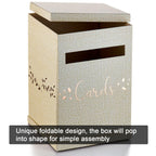 Rustic Card Box For Wedding Reception, Rose Gold & Linen Gift Card Holder, Mailbox With Slot For Envelopes, Graduation, Baby & B