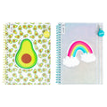 Yoobi College-Ruled Spiral Notebooks With Pencil Zipper Pouches | Fun Green Avacado Print | Cute Rainbow Glitter | 2-Pack | 60 S
