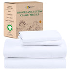California Design Den Percale Full Size Sheet Sets, Deep Pocket 100% Organic Cotton Sheets, Gots Certified, Soft, Breathable & Cooling Sheets Full Size Bed, White Sheets