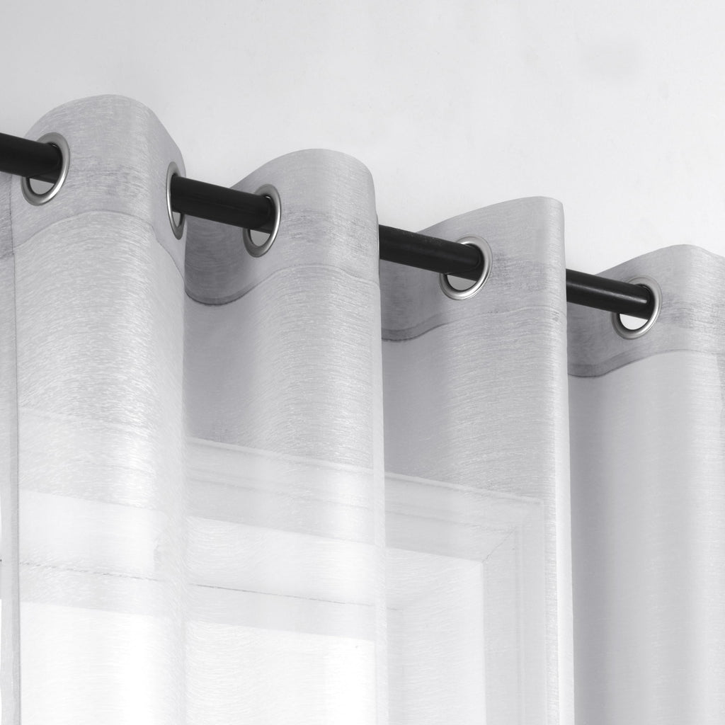 Koufall Silver Grommet Faux Linen Sheer Curtains 52X90 Inch Length