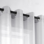 Koufall Silver Grommet Faux Linen Sheer Curtains 52X90 Inch Length