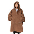 The Comfy Teddy Bear Quarter-Zip | Oversized Microfiber & Sherpa Wearable Blanket, Seen On Shark Tank, One Size Fits All - Camel