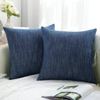 Decoruhome Decorative Throw Pillow Covers 20X20 Set Of 2, Farmhouse Chenille Pillow Covers, Square Soft Pillow Covers For Couch Sofa Bed, Navy Blue