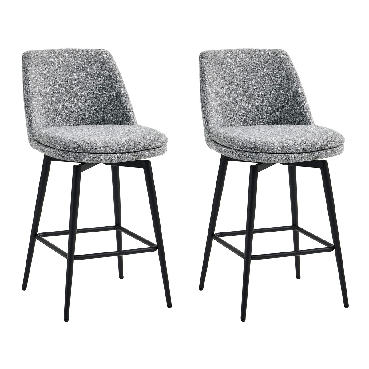 Chita Counter Height Swivel Barstools, Fsc Certified Upholstered Fabric Bar Stools Set Of 2, Metal Base, 27.2' Seat Height, Grey (Multi-Colored)