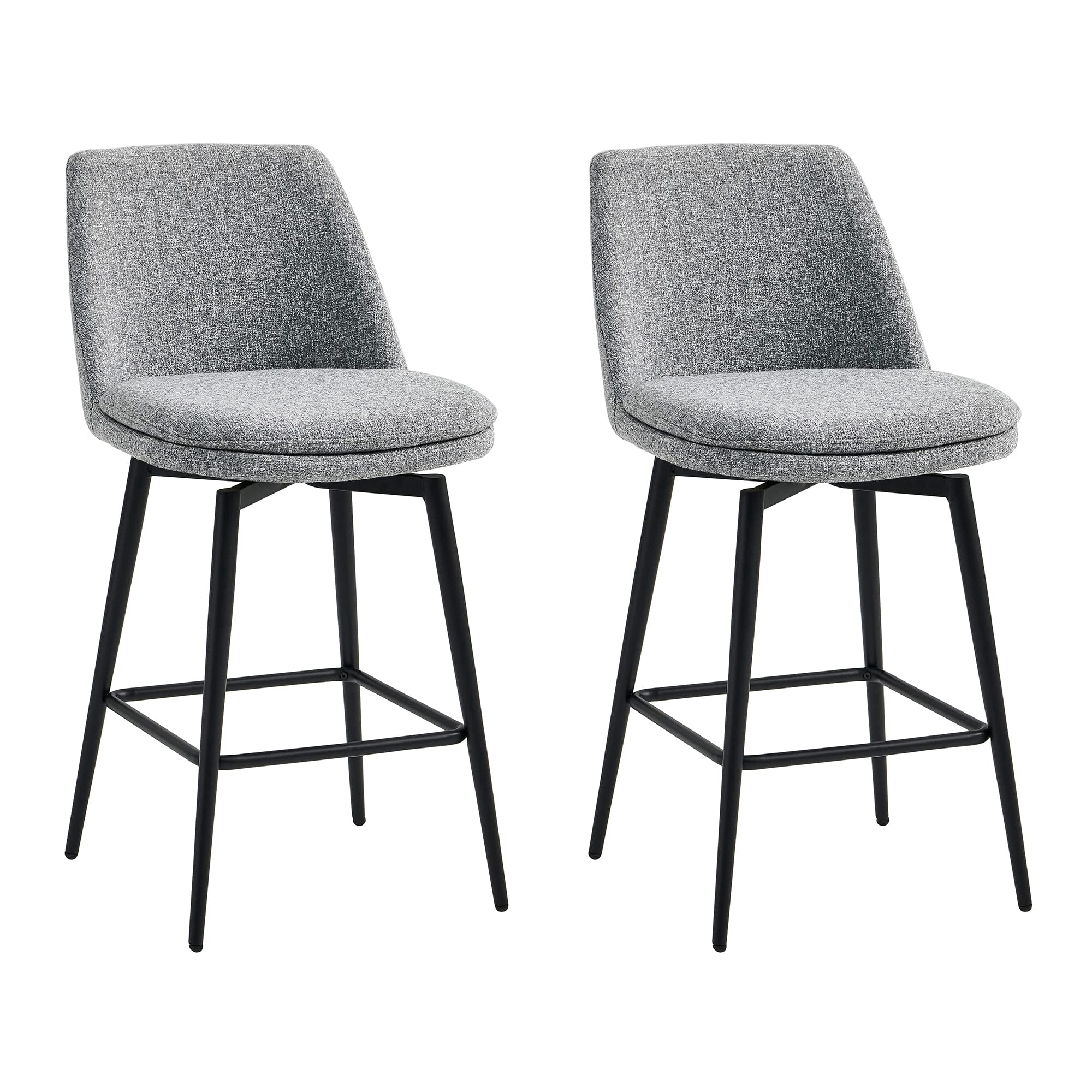 Chita Counter Height Swivel Barstools, Fsc Certified Upholstered Fabric Bar Stools Set Of 2, Metal Base, 27.2' Seat Height, Grey (Multi-Colored)
