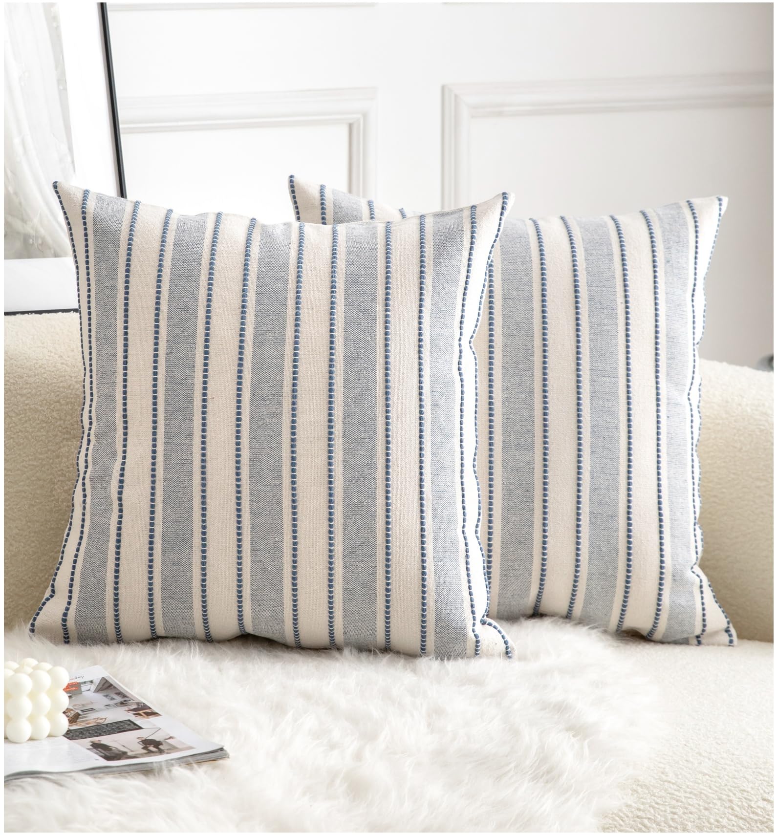 Cethom Decorative Boho Throw Pillow Covers, Farmhouse Textured Pillow Case, 18 X 18 Inch Set Of 2, Chair Sofa Bedroom Living Roo