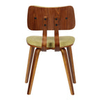 Armen Living Jaguar Mid Century Modern Dining Accent Chair For Kitchen Table Desk Vanity In Green Fabric And Walnut Wood Finish