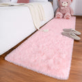 Keeko Fluffy Rugs for Bedroom Living Room, 2x8 Pink Bedside Runner Rug Indoor Non Slip Plush Fuzzy Rug Ultra Soft Cute Washable 