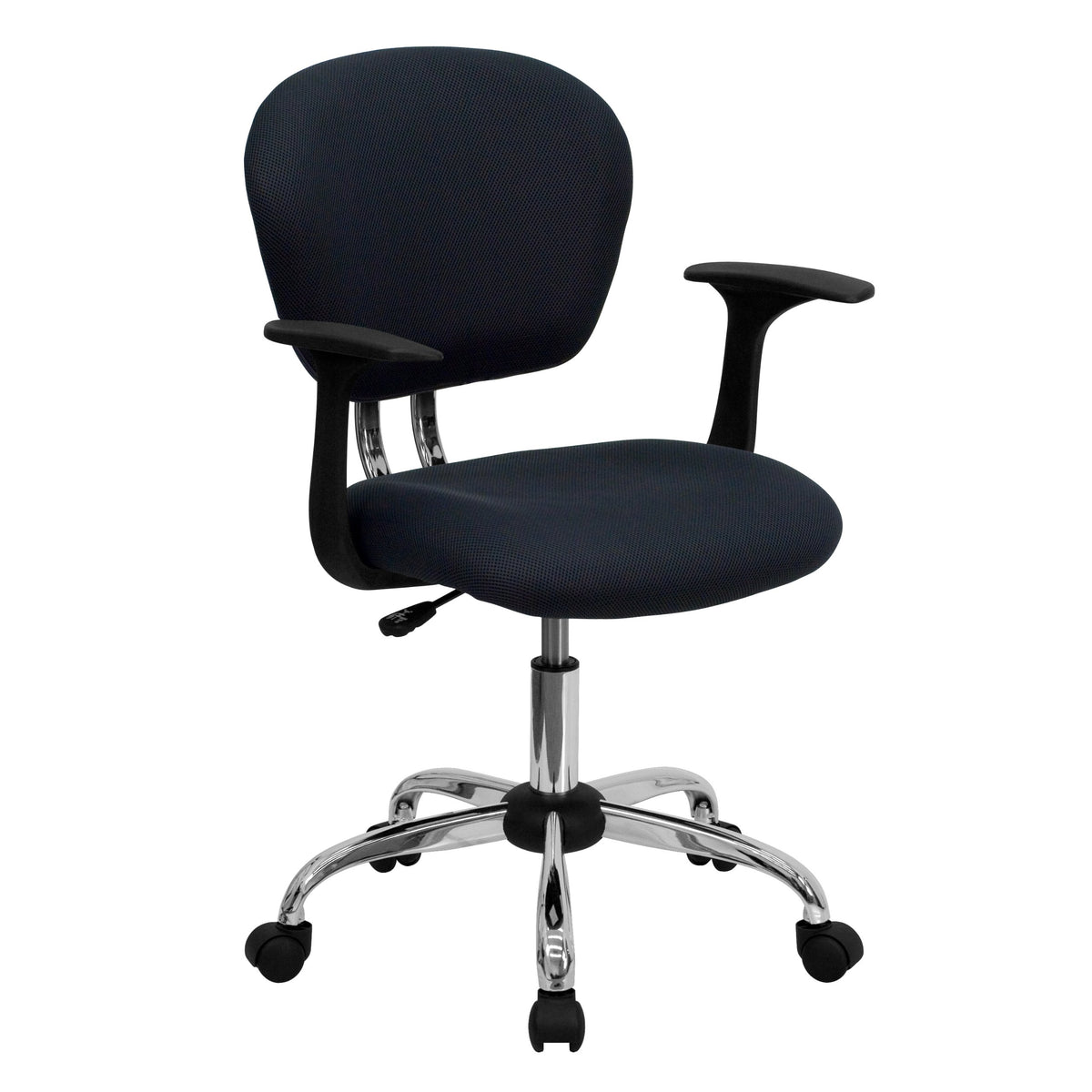 Flash Furniture Beverly Mid-Back Gray Mesh Padded Swivel Task Office Chair with Chrome Base and Arms