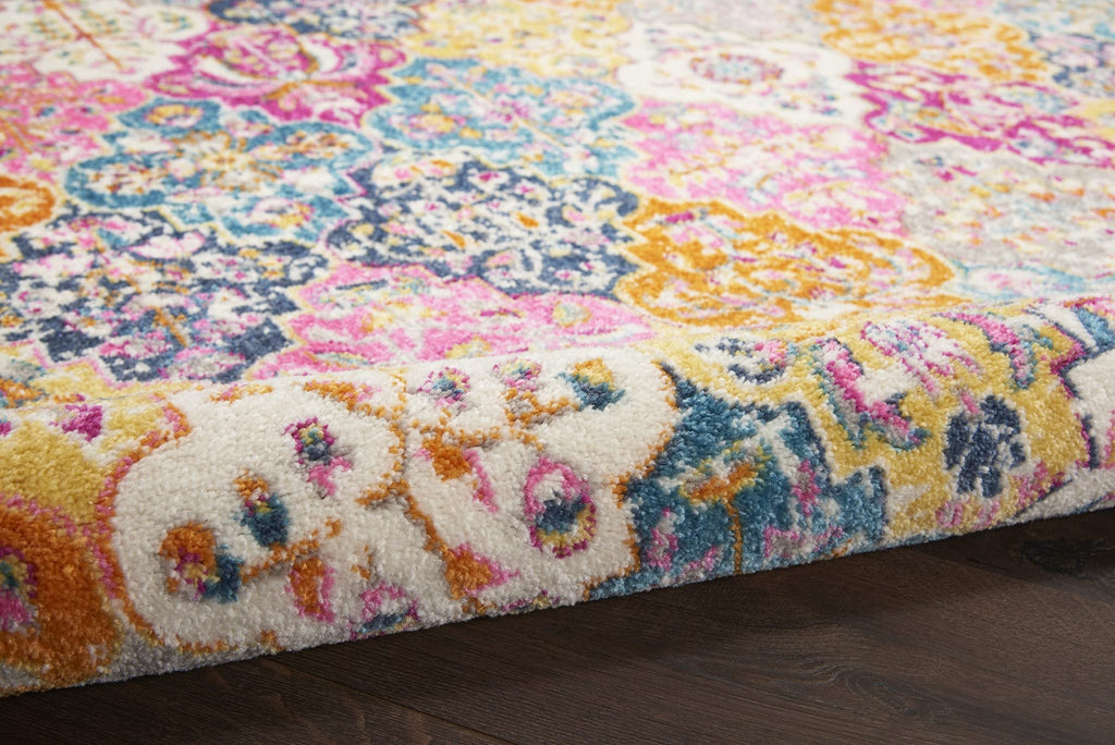 HomeRoots Multicolor 100% Polypropylene 8’ x 10’ Muted Brights Floral Diamond Area Rug