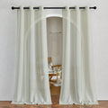 Nicetown Linen Sheer Sage Green Curtains For Bedroom, Grommet Semi Sheer Linen Blend Vertical Window Drapes Privacy With Light P
