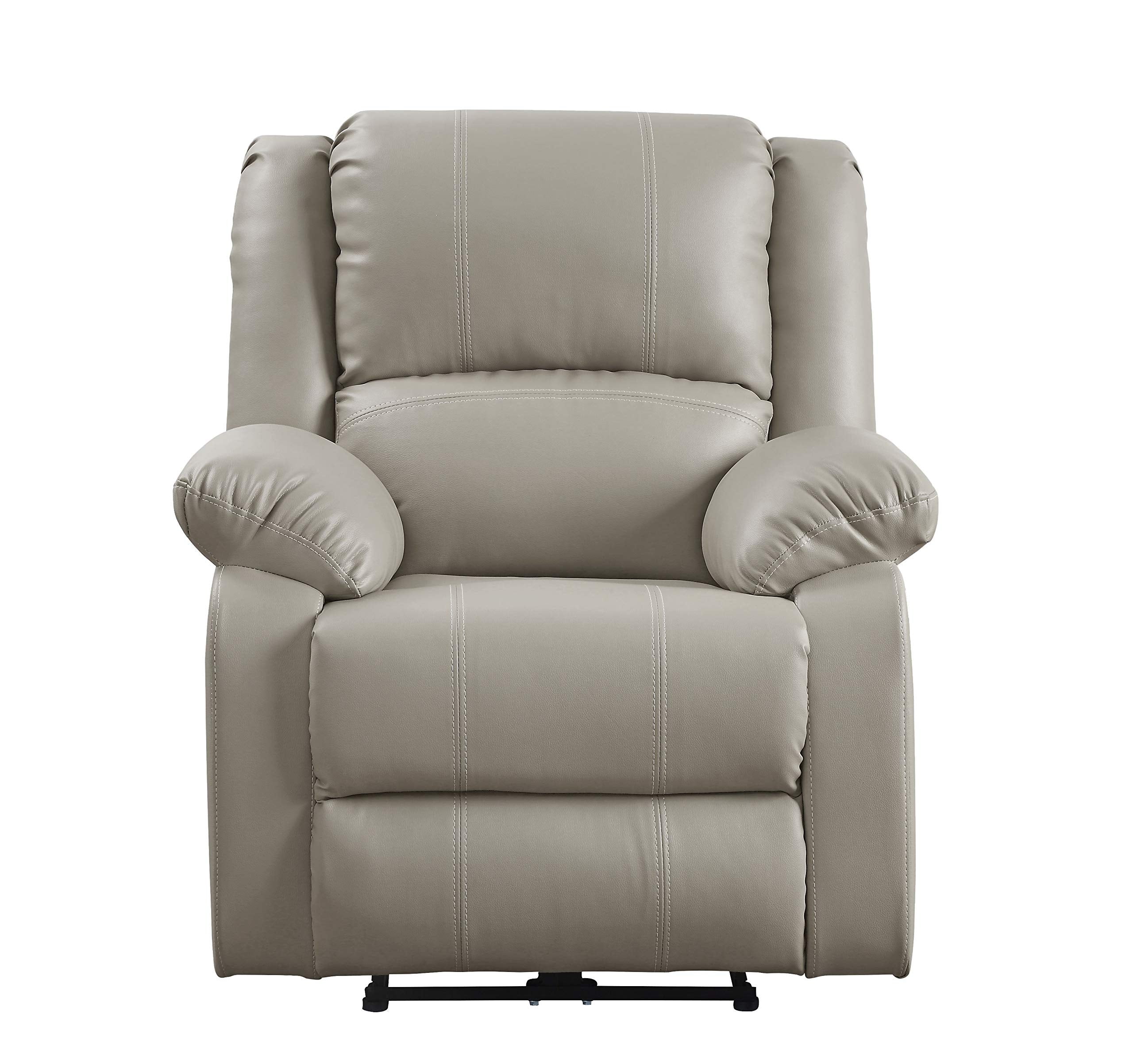 Acme Zuriel Faux Leather Power Recliner With Pillow Top Armrest In Beige