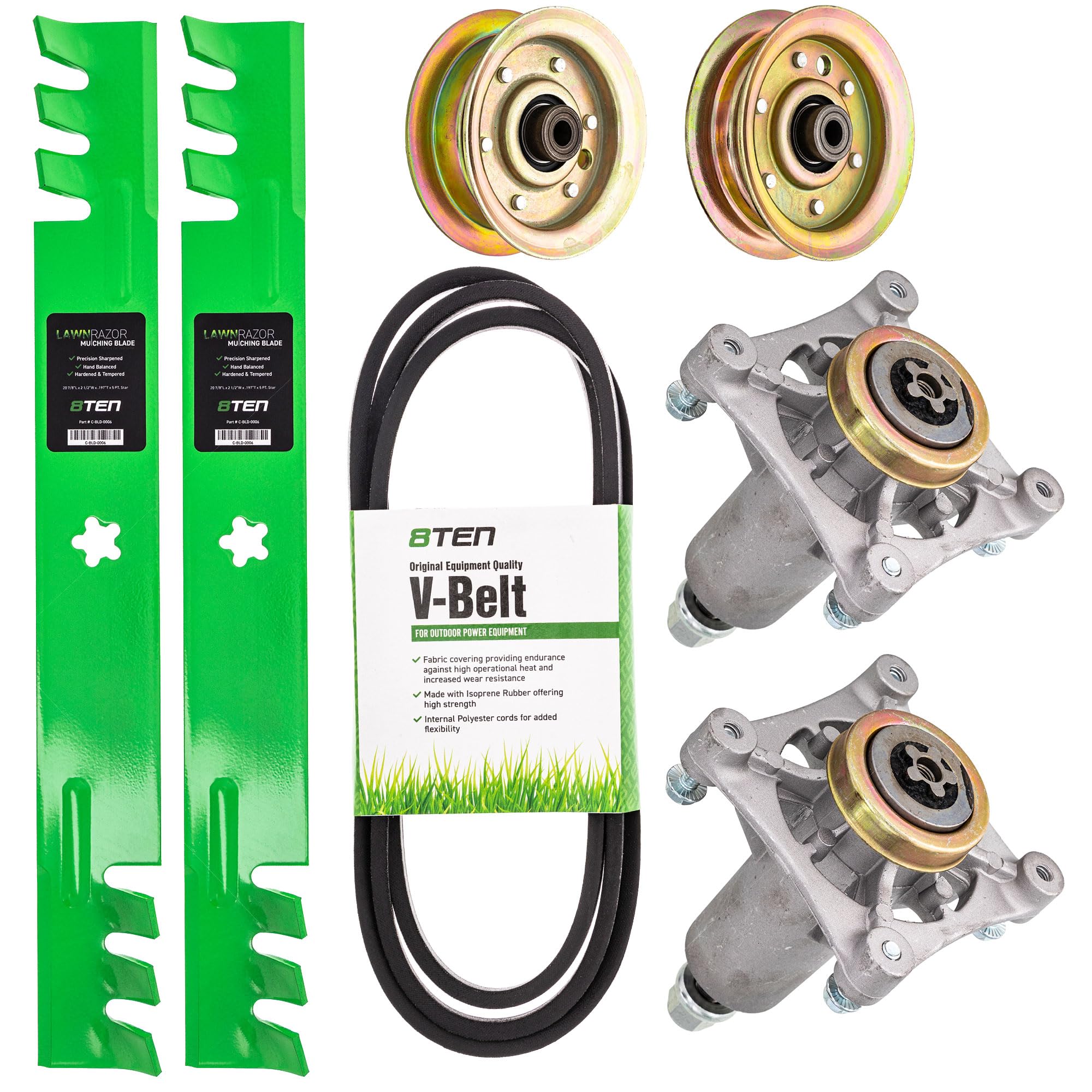 8Ten Deck Rebuild Kit For Poulan 42 Inch Po17542Lt Pxt175G42 Pb17542Lt Pb155G42 Po14542Lt Blade Spindle Belt Idler