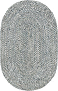 Unique Loom Braided Chindi Collection Area Rug - Layer (5 1 x 8 Oval, Gray/ Ivory)