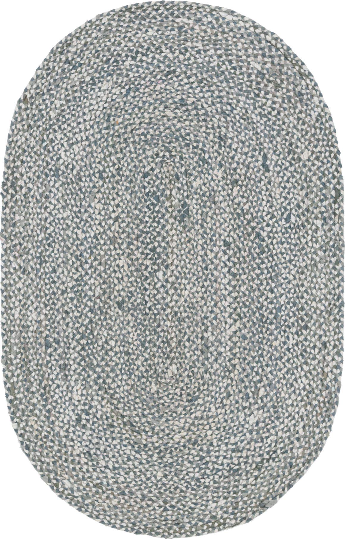 Unique Loom Braided Chindi Collection Area Rug - Layer (5 1 x 8 Oval, Gray/ Ivory)