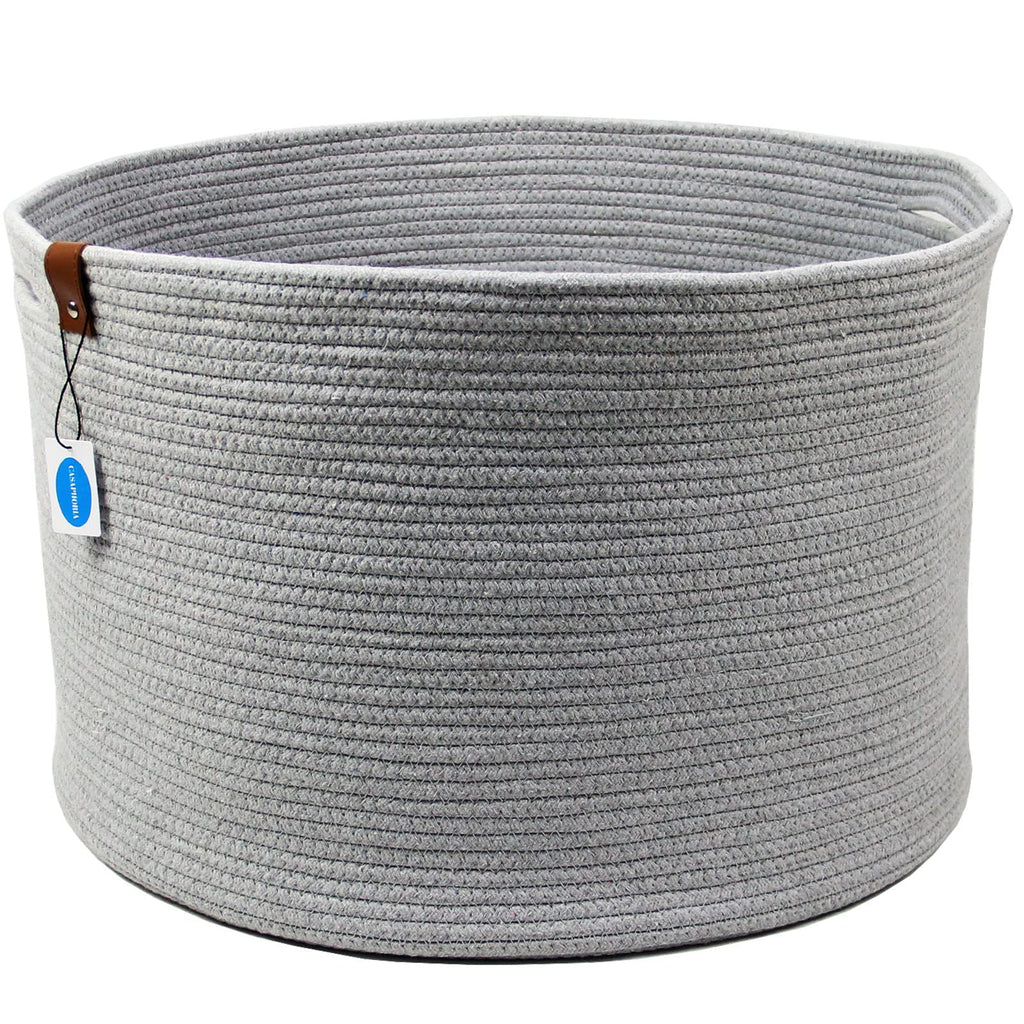 Casaphoria Xxxlarge Cotton Rope Basket For Living Room - Woven Storage Basket With Handle For Blankets, Towels And Pillows Laund