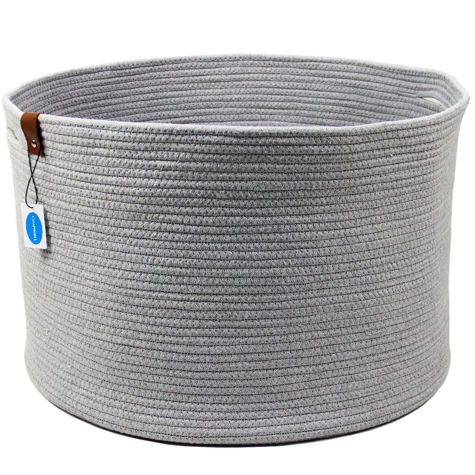 Casaphoria Xxxlarge Cotton Rope Basket For Living Room - Woven Storage Basket With Handle For Blankets, Towels And Pillows Laund