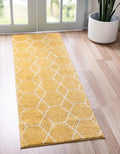 Unique Loom Trellis Frieze Collection Area Rug - Geometric (2 x 8 8 Runner, Yellow/ Ivory)