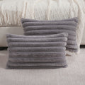 Futei Grey Striped Decorative Throw Pillow Covers 12X20 Inch Set Of 2,Rectangle Spring Decorations Couch Lumbar Pillowcase,Soft