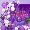 The Decor Queen  Birthday Combo For Boys & Girls, Happy Birthday Balloons Decoration Kits Violet Combo Pack 44 Pcs