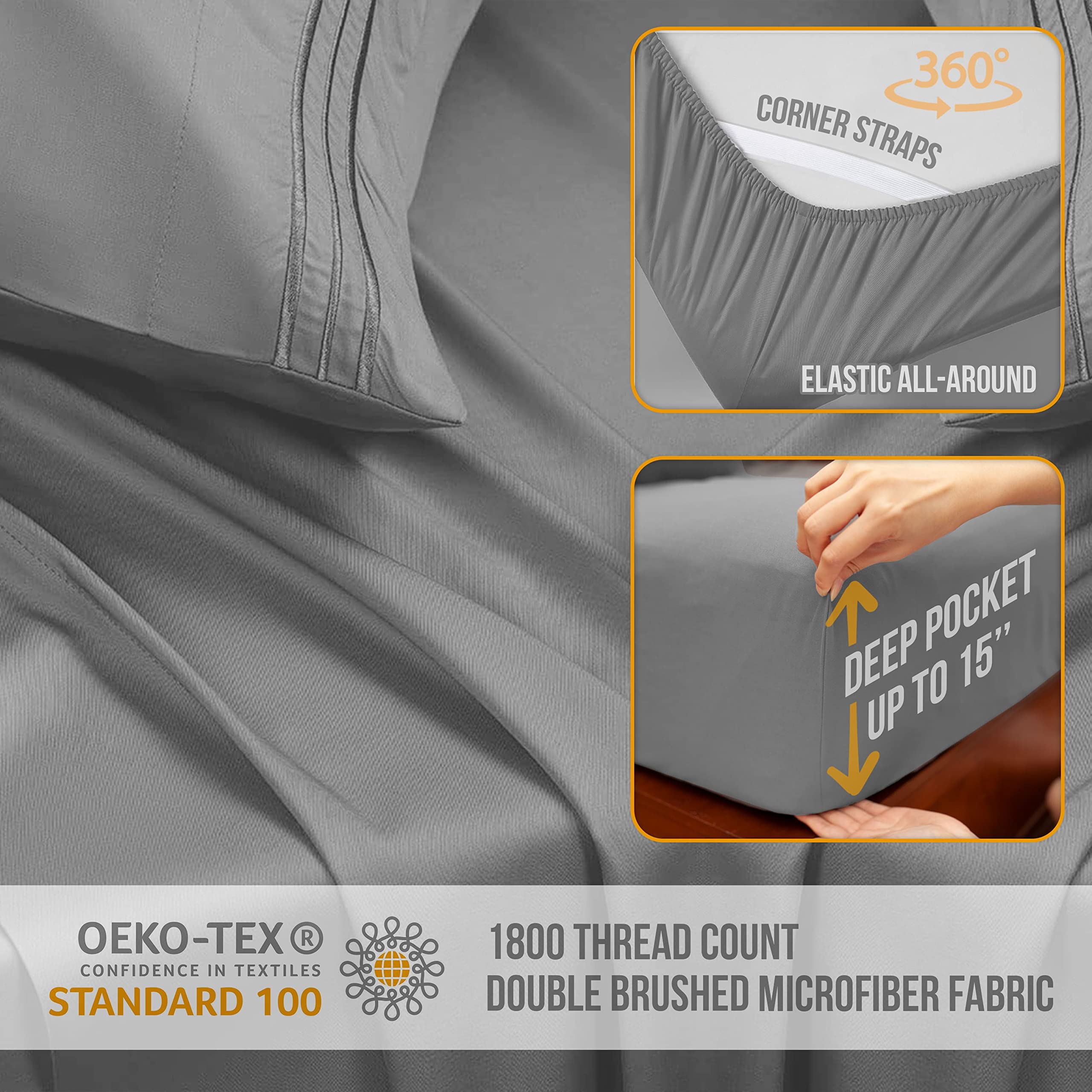Abeero Home California King Sheet Set - Luxury Hotel Bed Sheet - Soft Cooling Sheet With Elastic Corner Strap - Deep Pocket Micr
