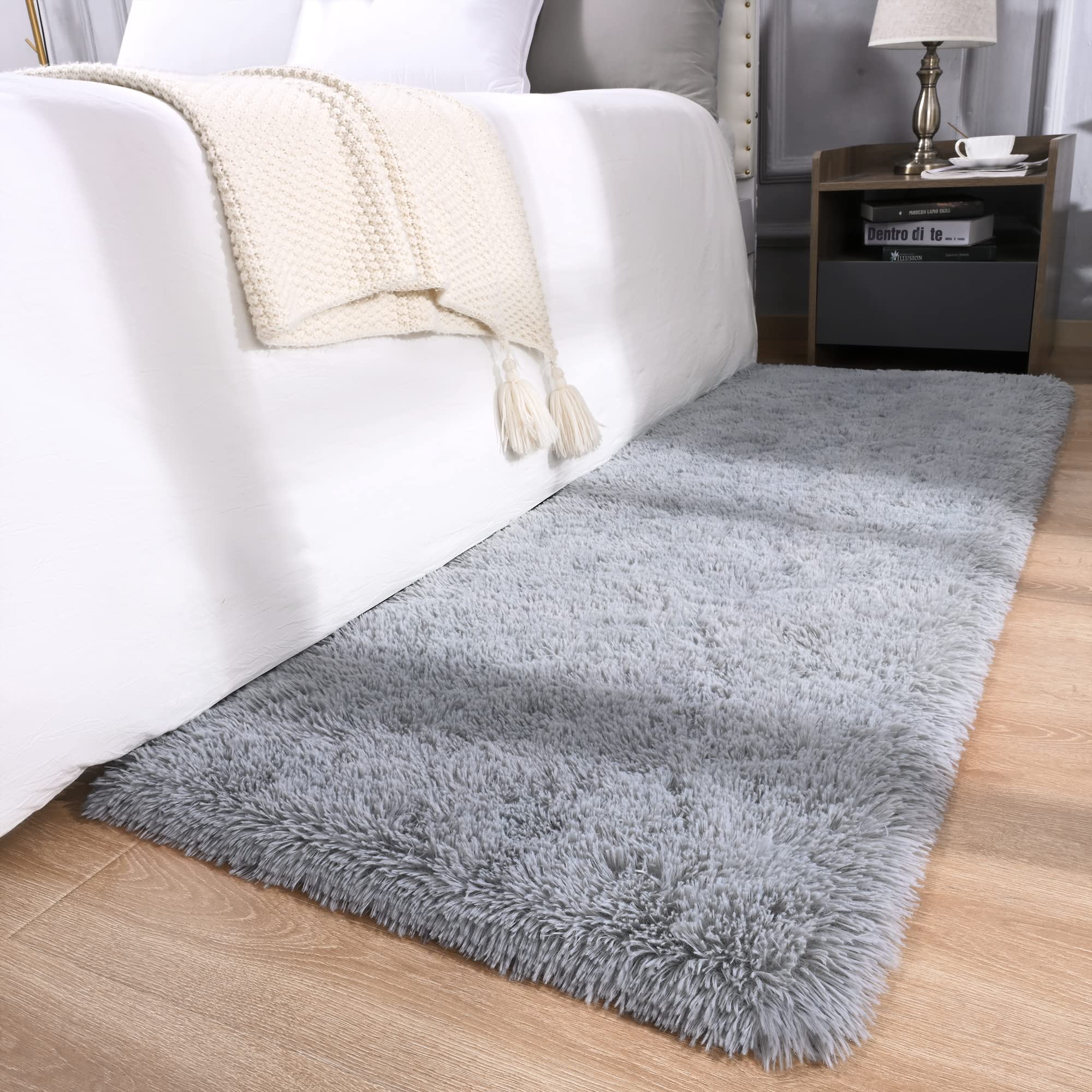 Detum Grey Rug Small Rug 2X3 Fluffy Rugs For Bedroom Kicthen Entryway Hallyway Washable Gray Area Rug Super Soft Throw Rug Room