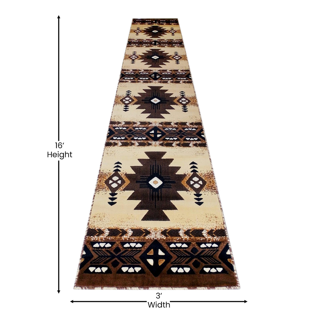 Flash Furniture Mohave Traditional Southwestern Style Area Rug - Rustic Brown Accent Rug - 3' X 16' - Olefin Fibers With Jute Backing