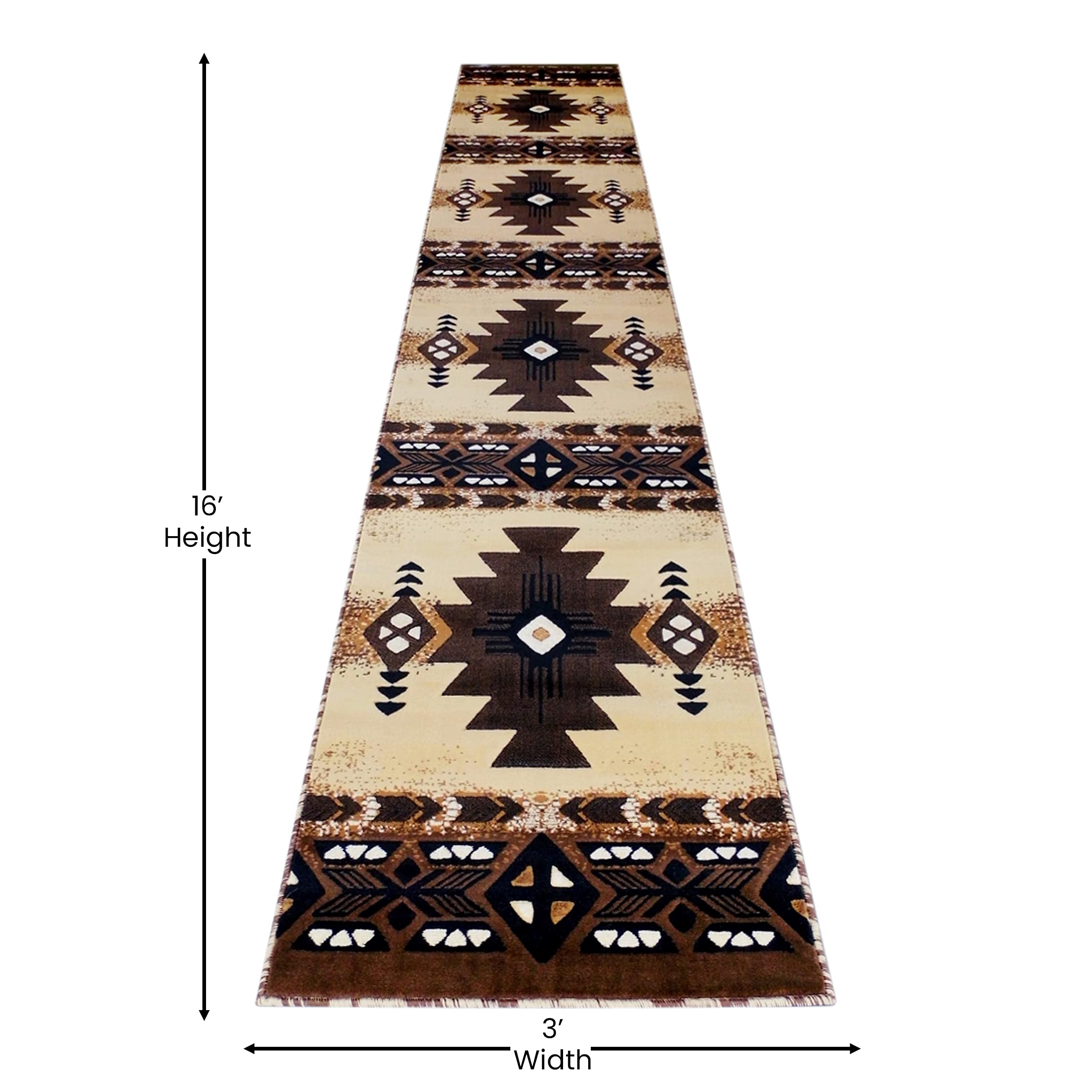 Flash Furniture Mohave Traditional Southwestern Style Area Rug - Rustic Brown Accent Rug - 3' X 16' - Olefin Fibers With Jute Backing