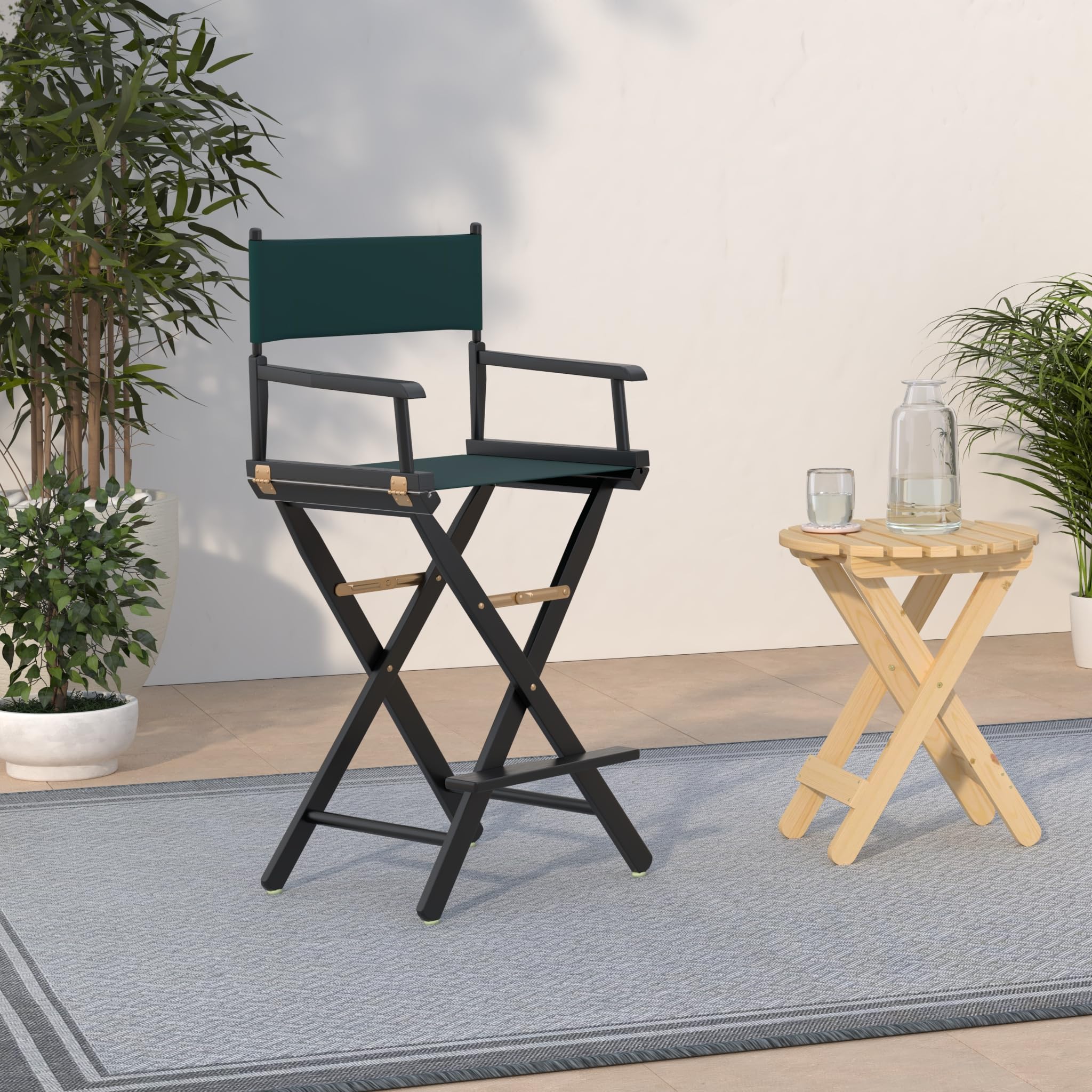 Casual Home 30&quot; Director'S Chair Black Frame-With Hunter Green Canvas, Bar Height