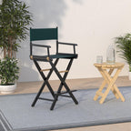 Casual Home 30" Director'S Chair Black Frame-With Hunter Green Canvas, Bar Height